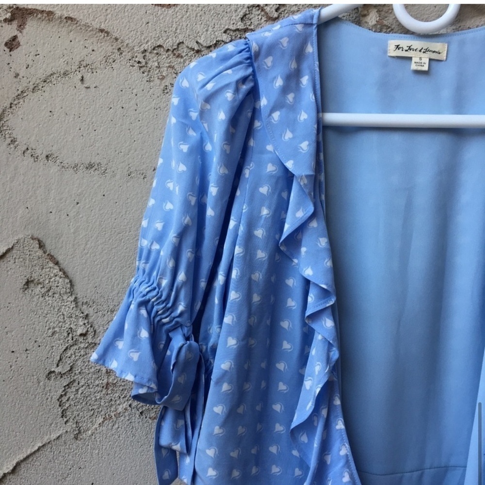 For Love & Lemons Sweetheart Wrap Mini Dress Periwinkle Size S - Picture 6 of 12